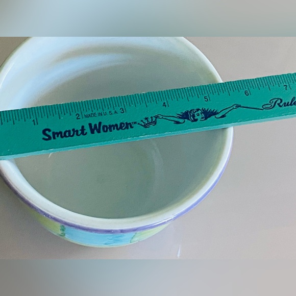 Vintage 1990 Italian Chiara Cerinotti Green, Blue & Purple Handmade Ceramic Bowl - Picture 6 of 9